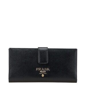 Prada Saffiano long wallet black leather